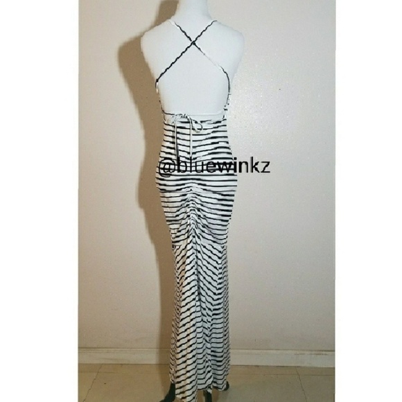 Black and White Stripe Maxi Dress - Picture 7 of 8